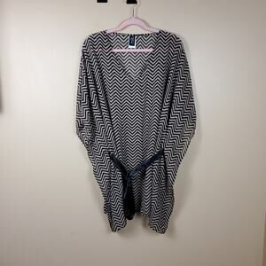 M.I.B. Brown Chevron Cape Blouse with Tie Size 3X